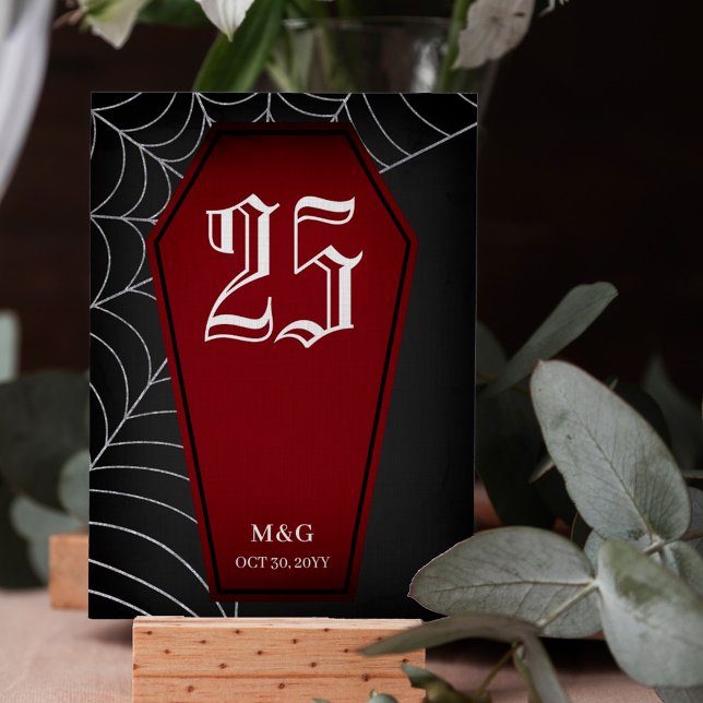 Numéro De Table Mariage Gothique Toile d'Araignée Cercueil Rouge S (Créateur téléchargé)