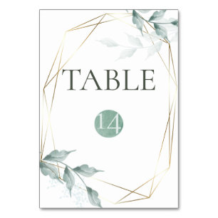 Numéro de table mariage   Grayed Jade Green Botani