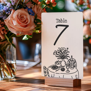 Numéro De Table Mariage Gribouillis/Dessins au trait main levée