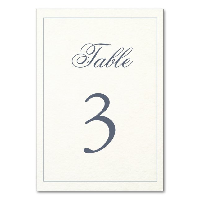Numéro De Table Mariage gris bleu simple sur l'aquarelle (Par défaut)