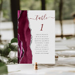 Numéro De Table Mariage gris clair argenté Bourgogne<br><div class="desc">Le bord gauche de cette élégante carte de numéro de table mariage moderne comporte une bordure d'aquarelle rouge bordeaux et ornée d'une parties scintillant en faux argent. Le mot "table" apparaît dans un script d'écriture manuscrite bordeaux sur un arrière - plan gris clair. Ajoutez les noms de vos invités qui...</div>