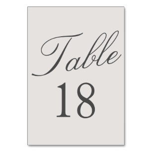 Numéro De Table Mariage gris couleur simple