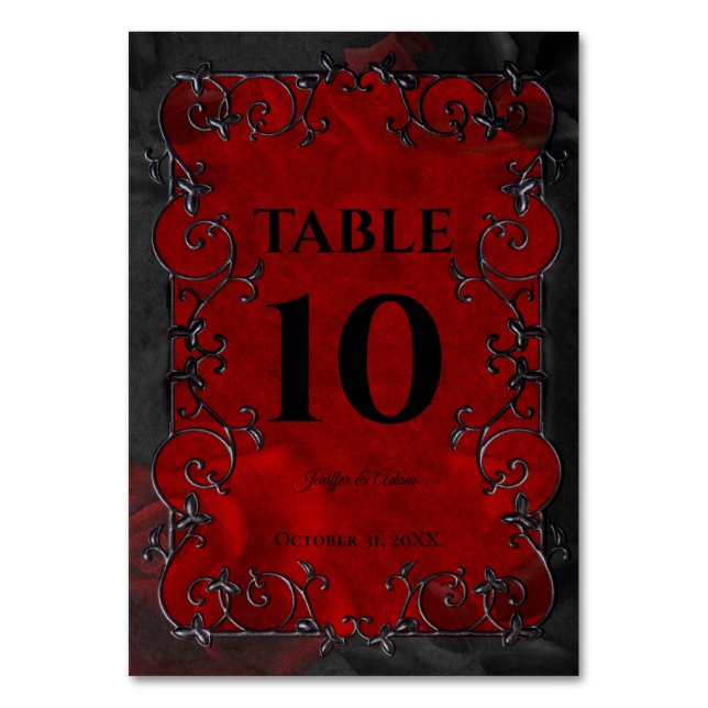 Numéro De Table Mariage Halloween gothique rouge foncé (Par défaut)