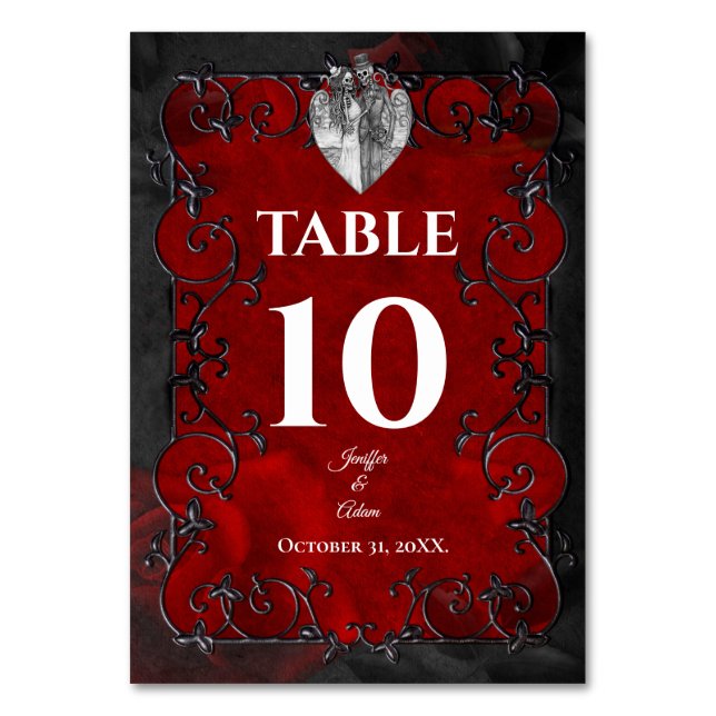 Numéro De Table Mariage Halloween gothique rouge foncé (Par défaut)