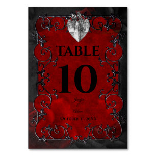 Numéro De Table Mariage Halloween gothique rouge foncé