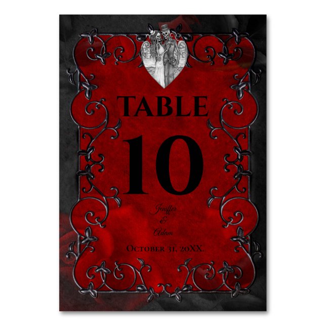 Numéro De Table Mariage Halloween gothique rouge foncé (Par défaut)