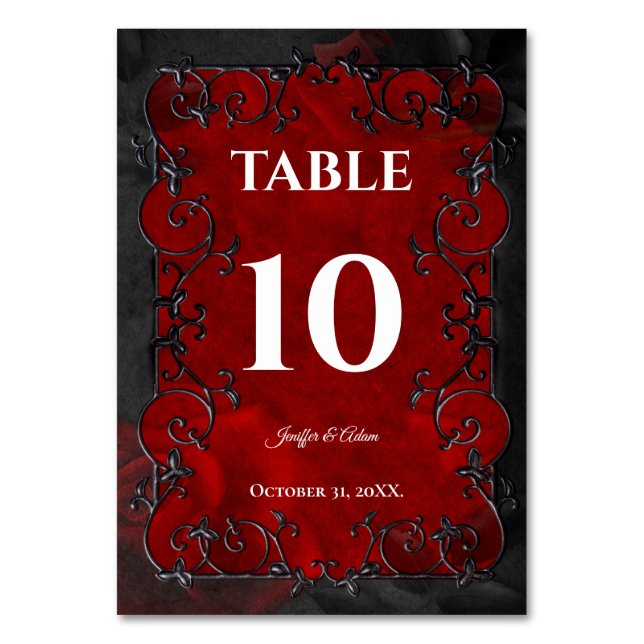Numéro De Table Mariage Halloween gothique rouge foncé (Par défaut)