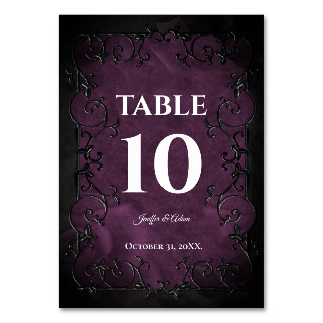 Numéro De Table Mariage Halloween gothique violet foncé (Par défaut)