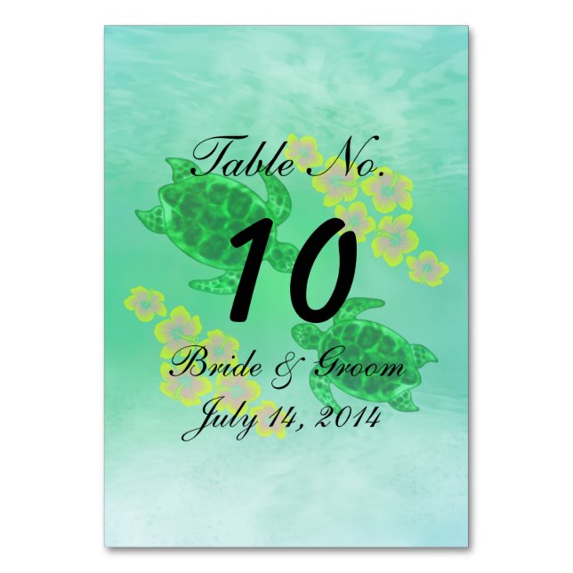 Numéro De Table Mariage Hawaïen Honu (Par défaut)