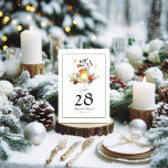 Numéro De Table Mariage hivernal à feuillage persistant de pin et<br><div class="desc">Guidez vos invités à leurs sièges avec cette carte de table magnifiquement conçue, avec pin luxuriant, épinette et aquarelle saint avec baies rouges. Idéal pour les mariages de Noël ou d'hiver, ce design apporte un charme boisé rustique à votre célébration. L'équilibre élégant entre la verdure festive et les éléments d'inspiration...</div>