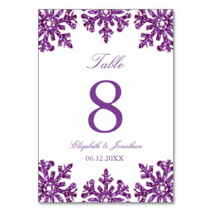 Numéro De Table Mariage hivernal de flocon de neige violet