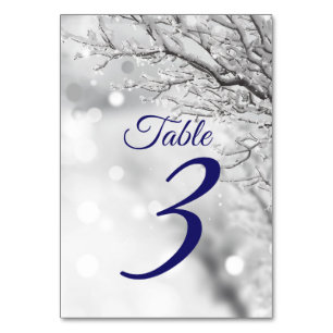 Numéro De Table Mariage hivernal scintillant de neige et de glace