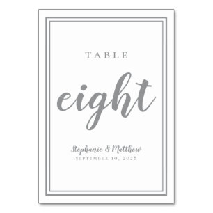 Numéro de table mariage huit simple   Gris ultime