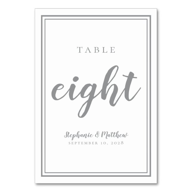Numéro de table mariage huit simple | Gris ultime (Par défaut)