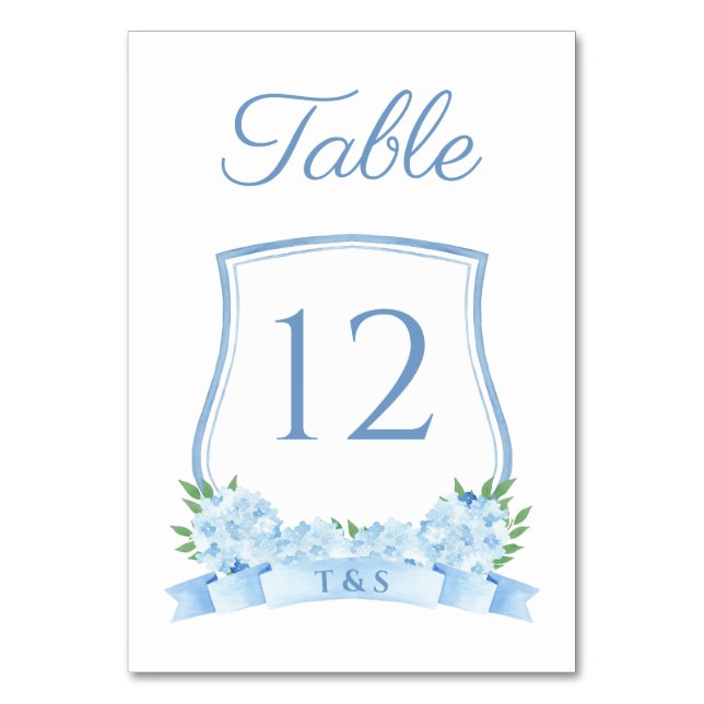 Numéro De Table Mariage Hydrangea Crête Bleu Poussiéreux Intempore (Par défaut)