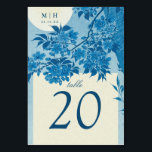 Numéro De Table Mariage japonais antique en fleurs de cerisier ble<br><div class="desc">Une peinture japonaise ancienne de fleurs de cerisiers au clair de lune crée un cadre romantique pour un numéro de table; transfert à n'importe quel type de carte</div>