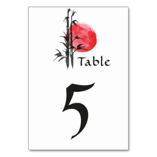 Numéro De Table Mariage japonais Sun et bambou