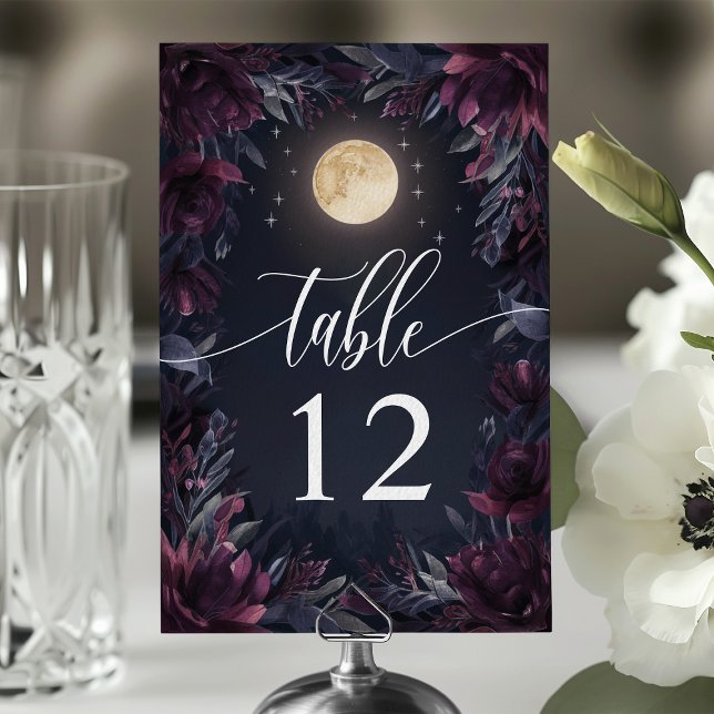 Numéro De Table Mariage Jardin de Minuit sous la Lune (Créateur téléchargé)