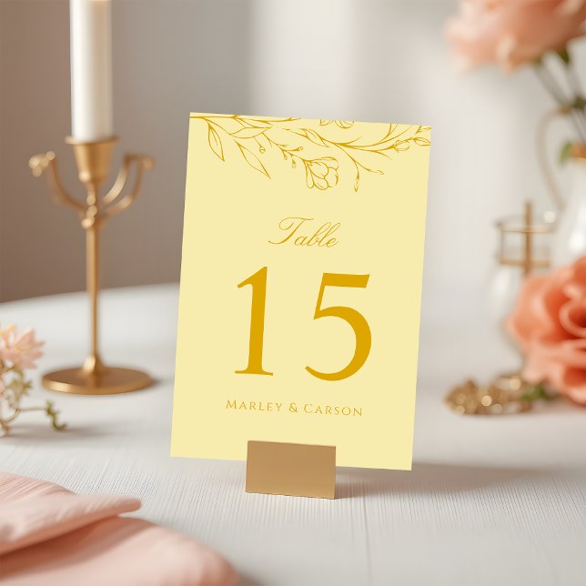 Numéro De Table Mariage Jaune Beurre Bohème Moderne (Créateur téléchargé)