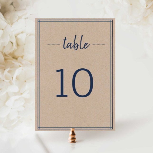 Numéro De Table Mariage Kraft de marine frontalière simple (Créateur téléchargé)