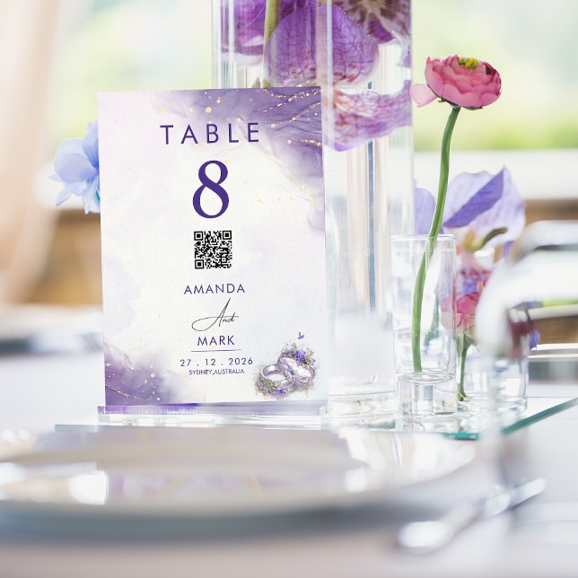 Numéro De Table Mariage Lilac minimal moderne violet Numéro de tab (Créateur téléchargé)