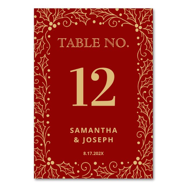 Numéro De Table Mariage Luxueux Rouge & Or Antique (Par défaut)