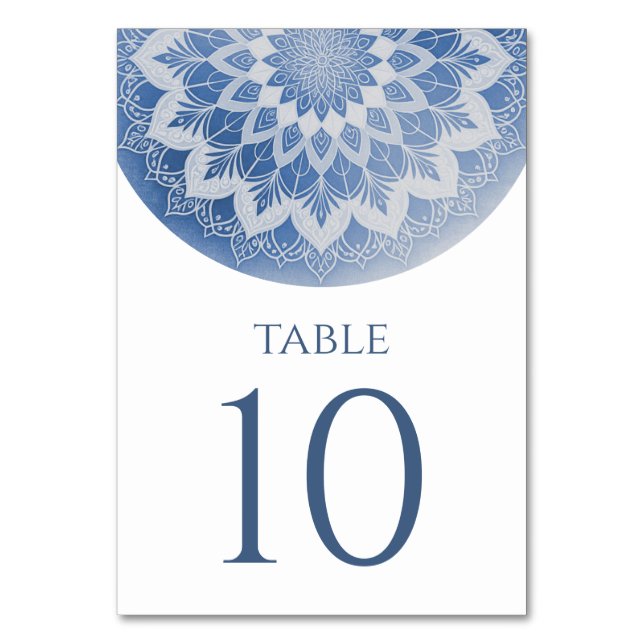 Numéro De Table Mariage Mandala Brodé Bleu (Par défaut)