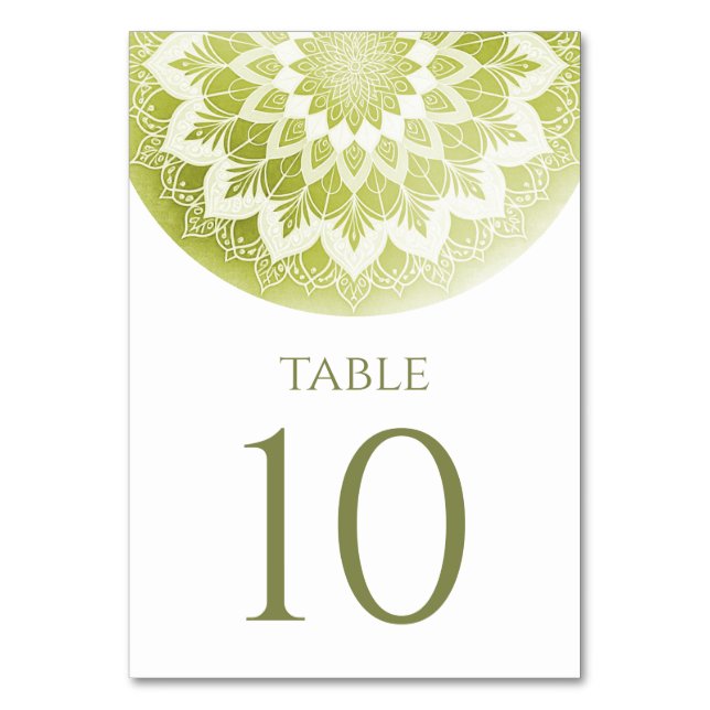 Numéro De Table Mariage Mandala Vert à Dentelle (Par défaut)