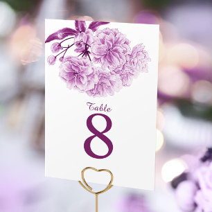 Numéro de table mariage mauve mauve mauve de print