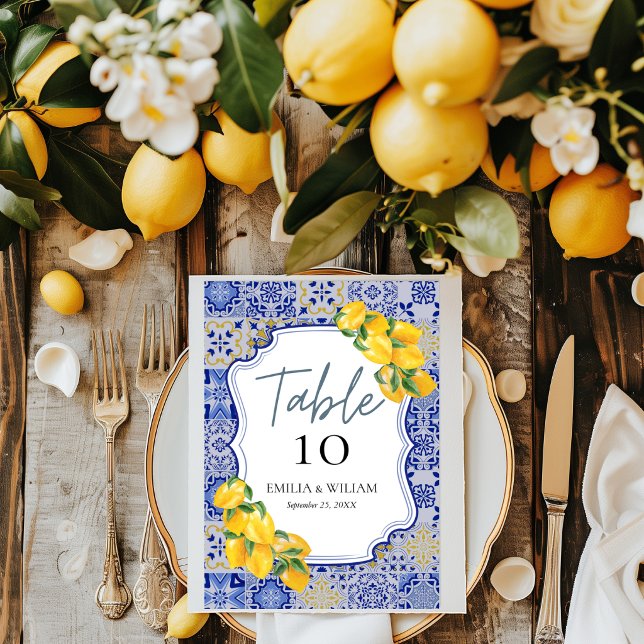 Numéro De Table Mariage Méditerranéen au Citron (Créateur téléchargé)