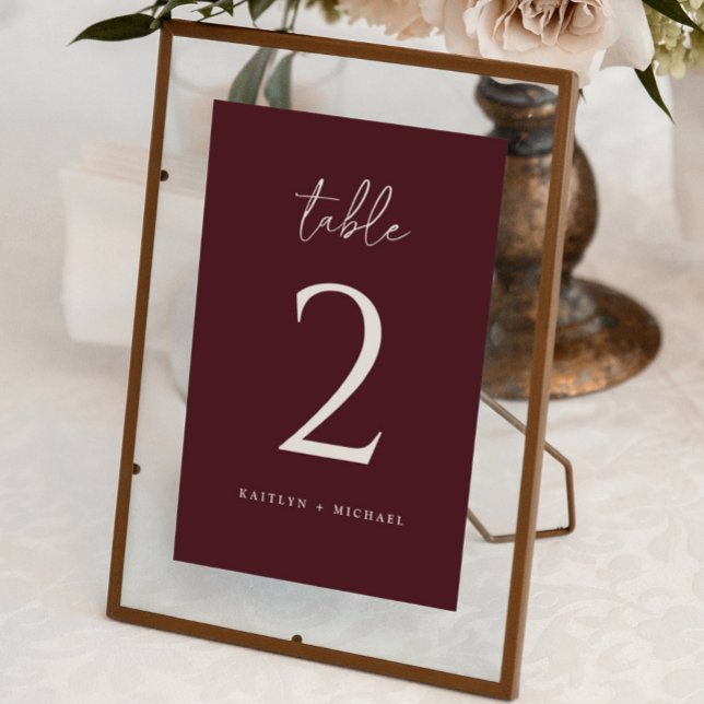 Numéro De Table Mariage Merlot moderne (Créateur téléchargé)