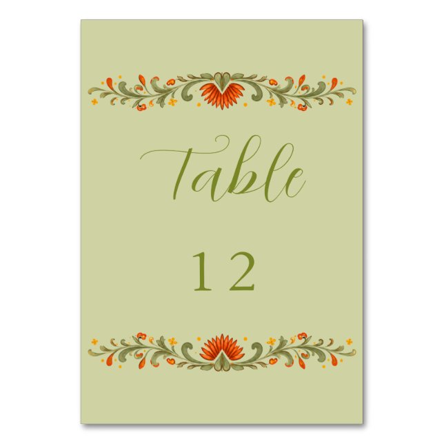 Numéro De Table Mariage mexicain Fiesta vert Talavera (Par défaut)