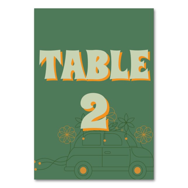 Numéro De Table Mariage minimal Vosvos vert (Dos)