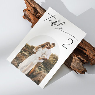 Numéro De Table Mariage minimaliste avec écriture | Photo d'arche