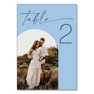 Numéro De Table Mariage Minimaliste Bleu Pastel Ciel Photo d'Arc