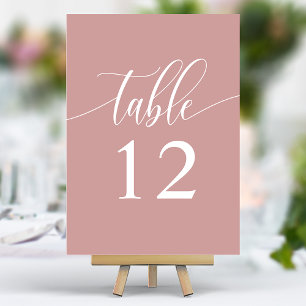 Numéro De Table Mariage Minimaliste Calligraphie Rose Poussiéreuse