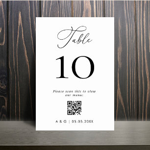 Numéro De Table Mariage minimaliste de code QR noir et blanc