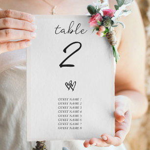 Numéro De Table Mariage minimaliste de typographie écrite à la mai