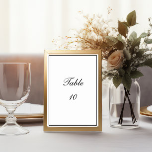 Numéro De Table Mariage minimaliste écriture noir blanc 