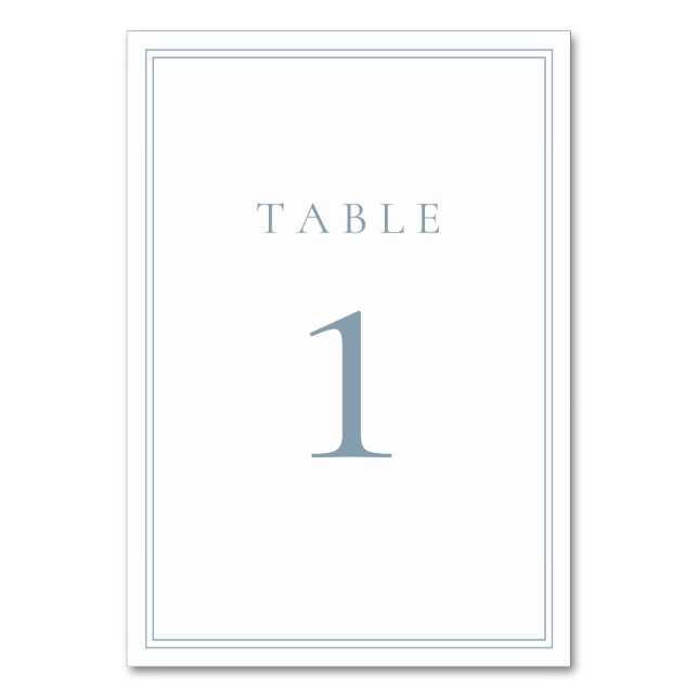 Numéro De Table Mariage minimaliste moderne bleu poussiéreux (Par défaut)