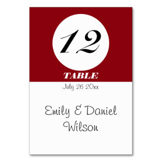 Numéro De Table Mariage Minimaliste Moderne Rouge Et Blanc