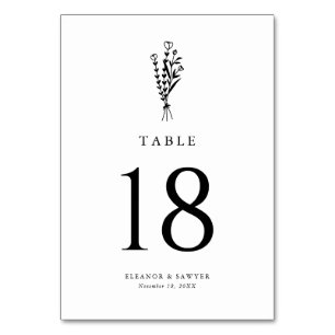Numéro De Table Mariage minimaliste noir