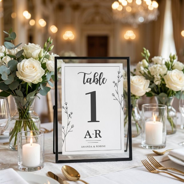 Numéro De Table Mariage Minimaliste Noir & Blanc (Créateur téléchargé)