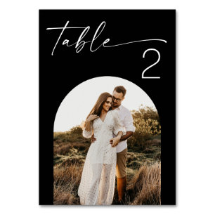 Numéro De Table Mariage minimaliste noir Photo moderne élégante