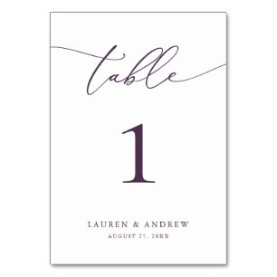 Numéro De Table Mariage minimaliste Plum violet Onglet Personnal