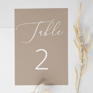 Numéro De Table Mariage Minimaliste Taupe Poussiéreux Classique