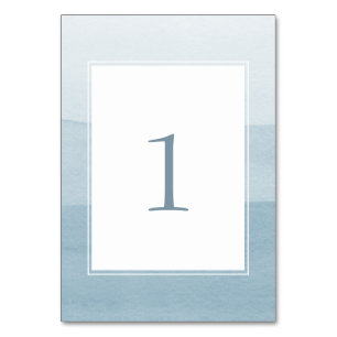 Numéro De Table Mariage Moderne Bleu Poussiéreux