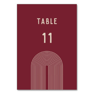 Numéro De Table Mariage moderne Boho Arch Rouge Beige Typographie