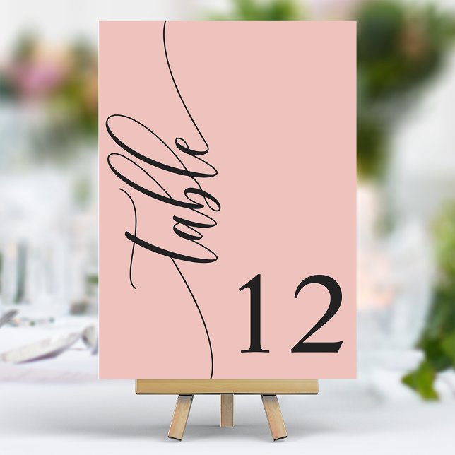 Numéro De Table Mariage Moderne Calligraphie Rose Corail Doux (Créateur téléchargé)