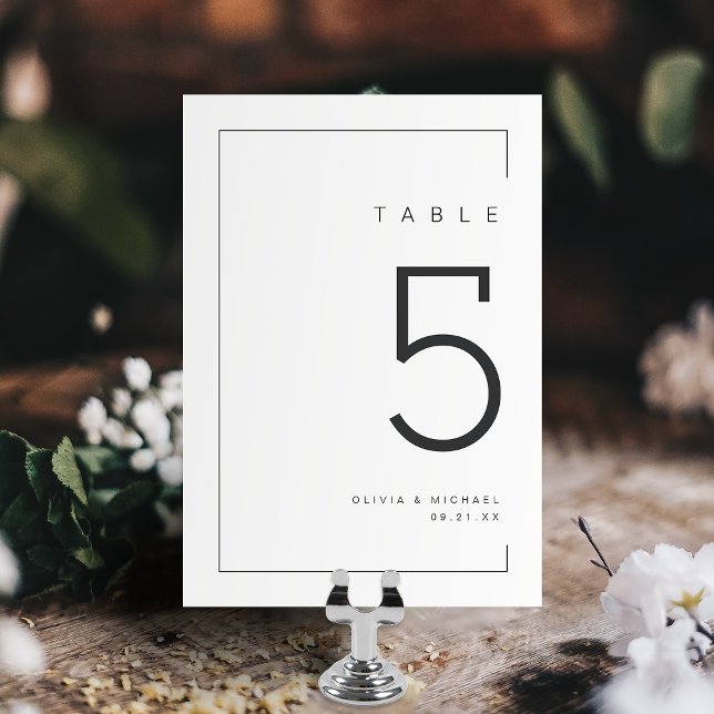 Numéro De Table Mariage moderne chic minimaliste (Modern chic minimalist wedding table number)